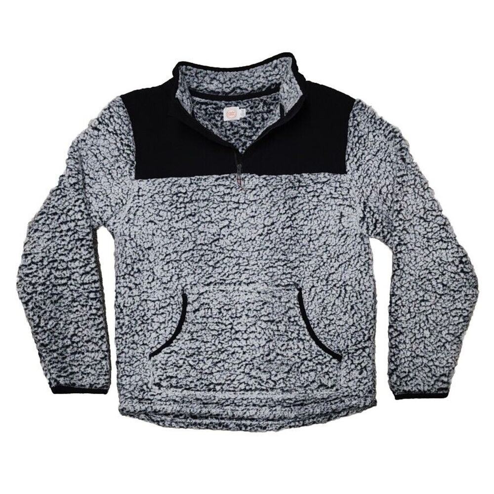 Girls XXL Husky Fleece Sherpa Wonder Nation Pullover Gray & Black 1/4 Zip